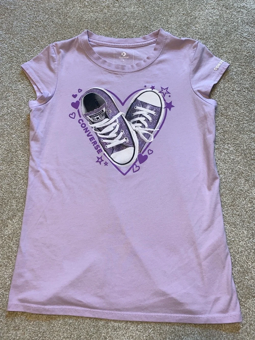 Light purple graphic converse t-shirt